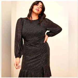 NEW TORRID Sparkly Party Dress Plus Size Formal Event Glam Black Glitter Sleek